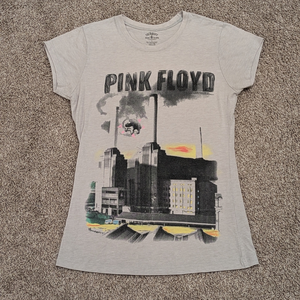 Pink Floyd Light Gray and Black Graphic Tee